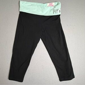 Pink Victoria Secret Small Cropped Leggings Y2k Yoga Teal Foldover Black Skinny